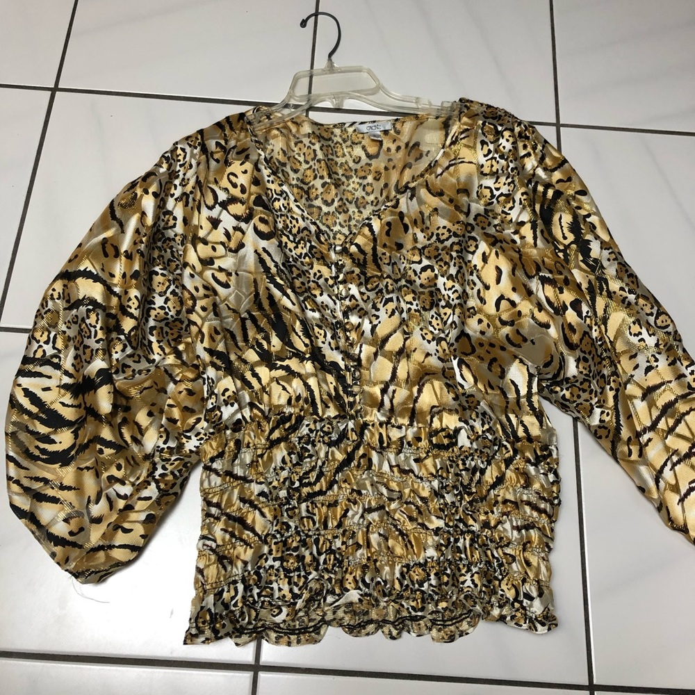 Cache gold leopard blouse